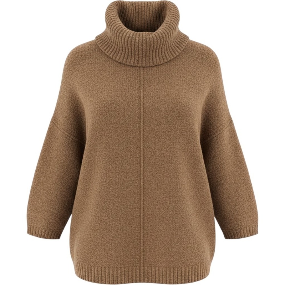 Time and Tru Womens Brown Marled Cowl Neck Oversized Knit Sweater Size M 8-10